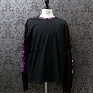 クロムハーツ(Chrome Hearts)のクロムハーツ【CHROMEHEARTS】パープル/紫色/ロゴプリント/ネックプリント/ロングスリーブTシャツ/ロンT/ブラック/XLサイズ【中古】121270(Tシャツ/カットソー(半袖/袖なし))