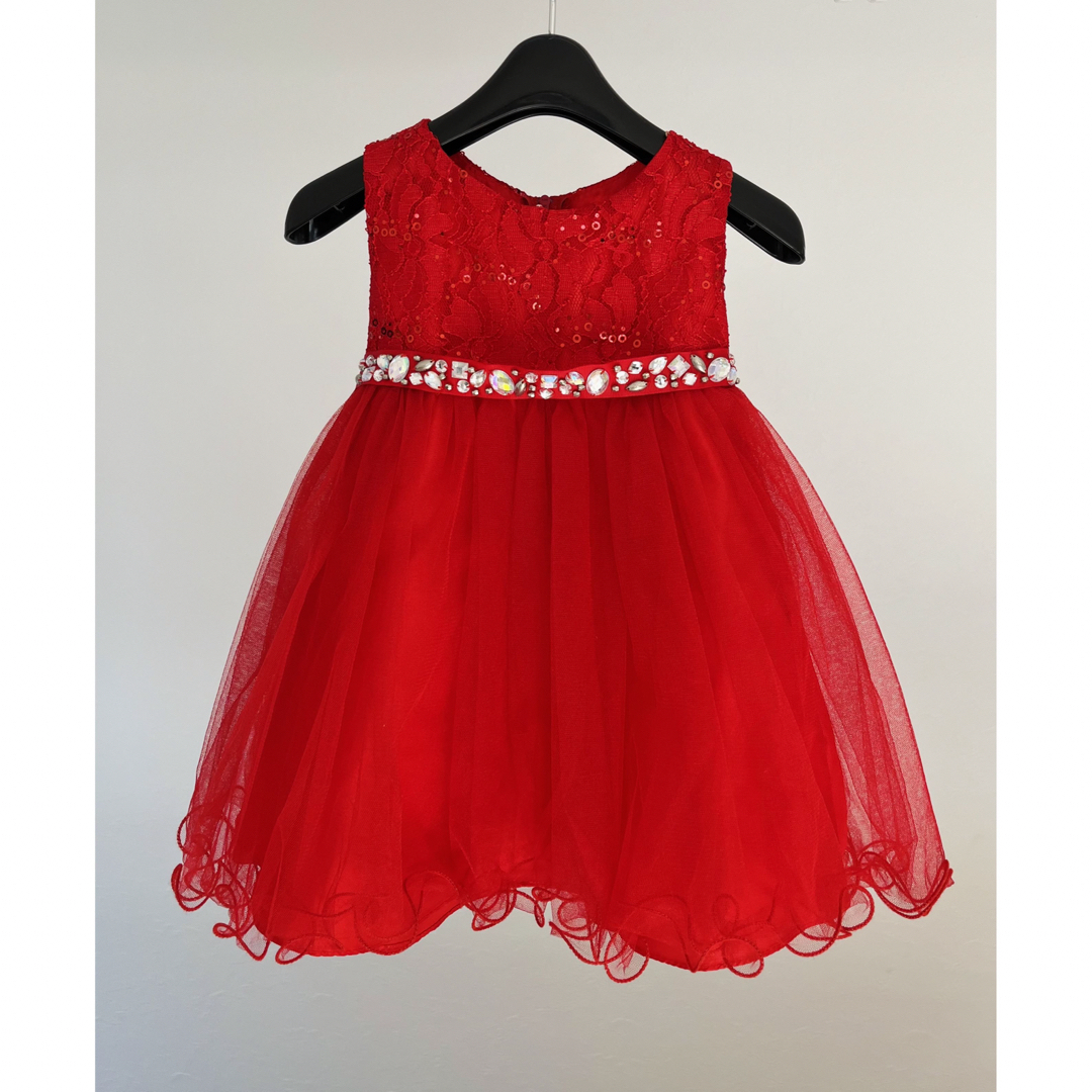 Catherine Cottage(キャサリンコテージ)のキャサリンコテージ　ドレス　赤　95  チュール　ビジュー キッズ/ベビー/マタニティのキッズ服女の子用(90cm~)(ドレス/フォーマル)の商品写真