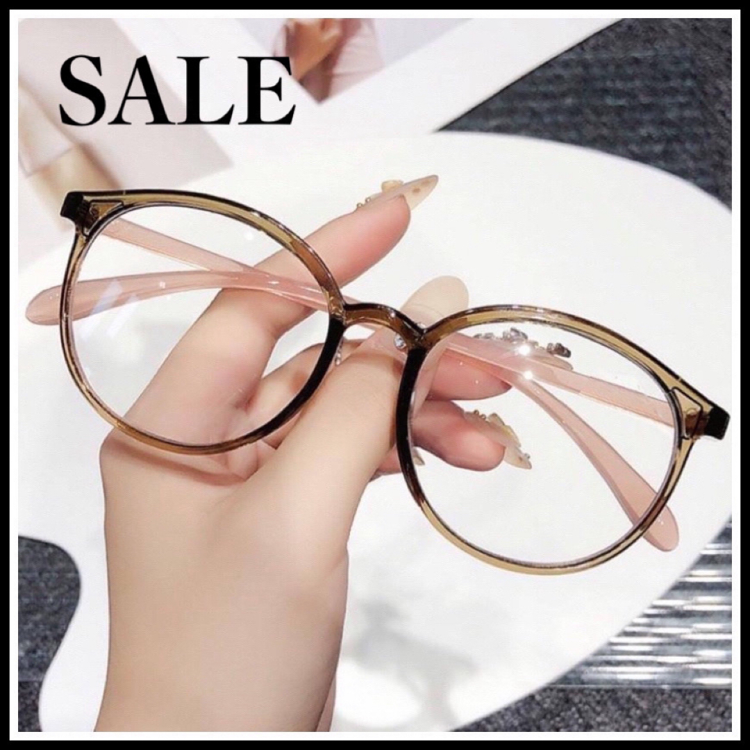 冬SALE +2.50 ブルーライトカットメガネ　ボストンフレーム　眼鏡　軽量 レディースのファッション小物(サングラス/メガネ)の商品写真