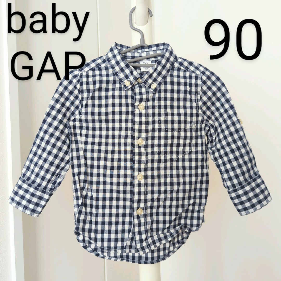 babyGAP(ベビーギャップ)のbabygap ベビーギャップ ギンガムチェック シャツ 長袖 ロールアップ キッズ/ベビー/マタニティのキッズ服男の子用(90cm~)(ブラウス)の商品写真