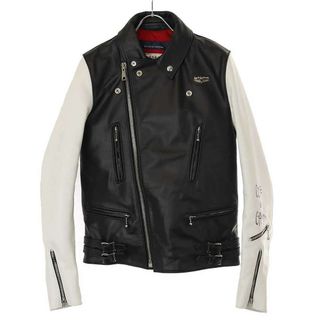 ルイスレザー(Lewis Leathers)のCOMME des GARCONS×Lewis Leathers コムデギャルソン×ルイスレザー 青山限定 LIGHTNING TIGHT FIT ホースレザーダブルライダースジャケット ブラック×ホワイト 36 KZ-J014(ライダースジャケット)