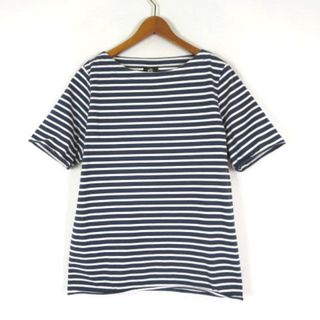 ポールスミス(Paul Smith)のポールスミス Tシャツ ボーダー ロゴ ボートネック コットン 半袖 M 紺 白(Tシャツ/カットソー(半袖/袖なし))