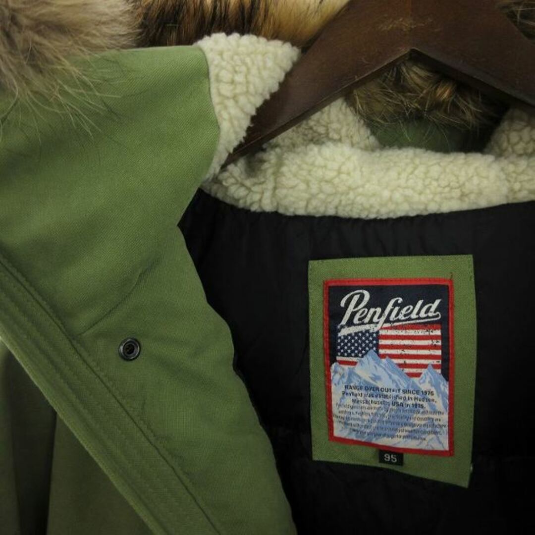 PEN FIELD(ペンフィールド)のペンフィールド ダウンジャケット ラクーンファー付き 黄緑 95 M ■SM1 メンズのジャケット/アウター(ダウンジャケット)の商品写真