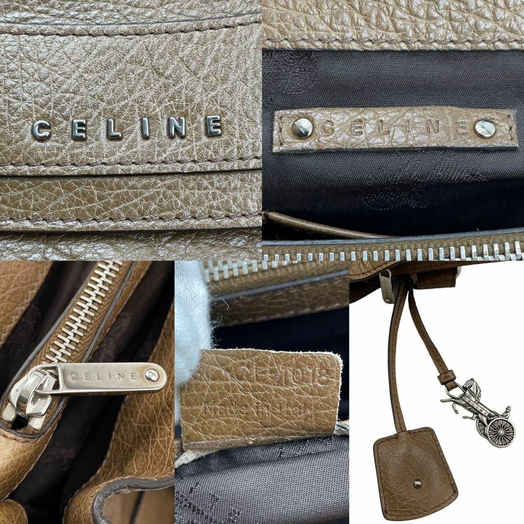 celine(セリーヌ)の良品 CELINE ハンドバッグ ブルーバッグ 馬車チャーム レザー ブラウン レディースのバッグ(ハンドバッグ)の商品写真