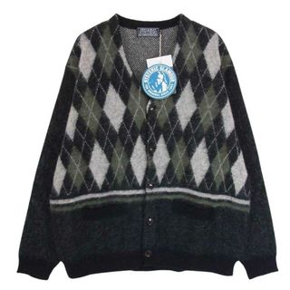 ヒステリックグラマー(HYSTERIC GLAMOUR)のHYSTERIC GLAMOUR ヒステリックグラマー 22AW 02223ND04 アーガイル モヘア モヘヤ混 Vネック カーディガン ブラック系 L【新古品】【未使用】【中古】(カーディガン)