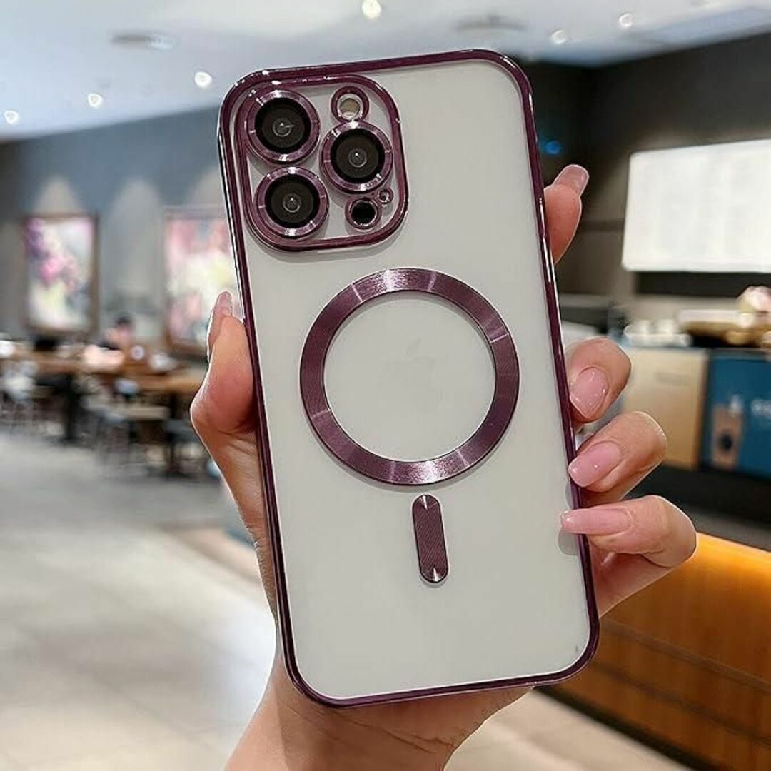 iphone15ProMAXケース レンズフィルム付 ソフト パープル