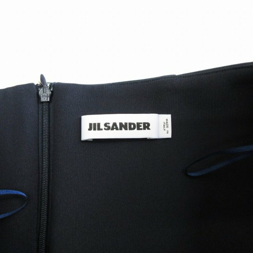 Jil Sander(ジルサンダー)のジルサンダー 台形スカート ひざ丈 ダンボールニット 紺 36 M位 ■SM1 レディースのスカート(ひざ丈スカート)の商品写真