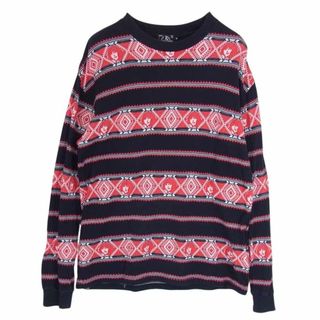 ヒステリックグラマー(HYSTERIC GLAMOUR)のHYSTERIC GLAMOUR ヒステリックグラマー 19AW 02193CL02 GIRLS BORDER ガールズ ボーダー 総柄 カットソー 長袖 Tシャツ ロングスリーブ ロンT  ネイビー系 M【中古】(シャツ)