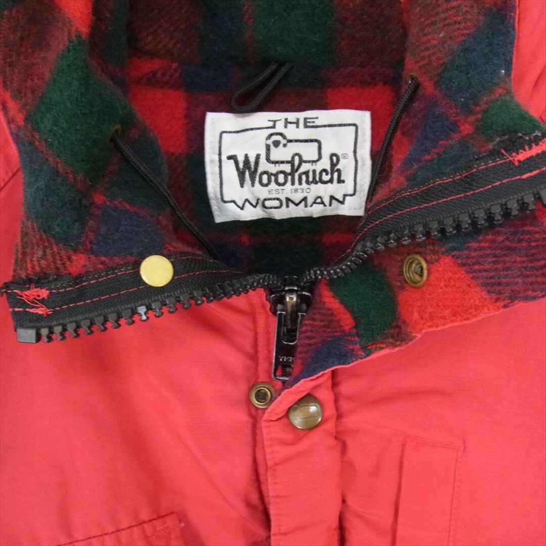 WOOLRICH(ウールリッチ)のWOOLRICH ウールリッチ 70s~80s 裏地ウール チェック ナイロン マウンテン パーカ ジャケット レッド系 サイズ表記無【中古】 レディースのジャケット/アウター(その他)の商品写真