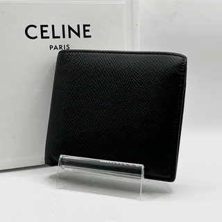 セリーヌ(celine)の美品 CELINE コインコンパートメント付きバイフォールドウォレット ブラック(折り財布)
