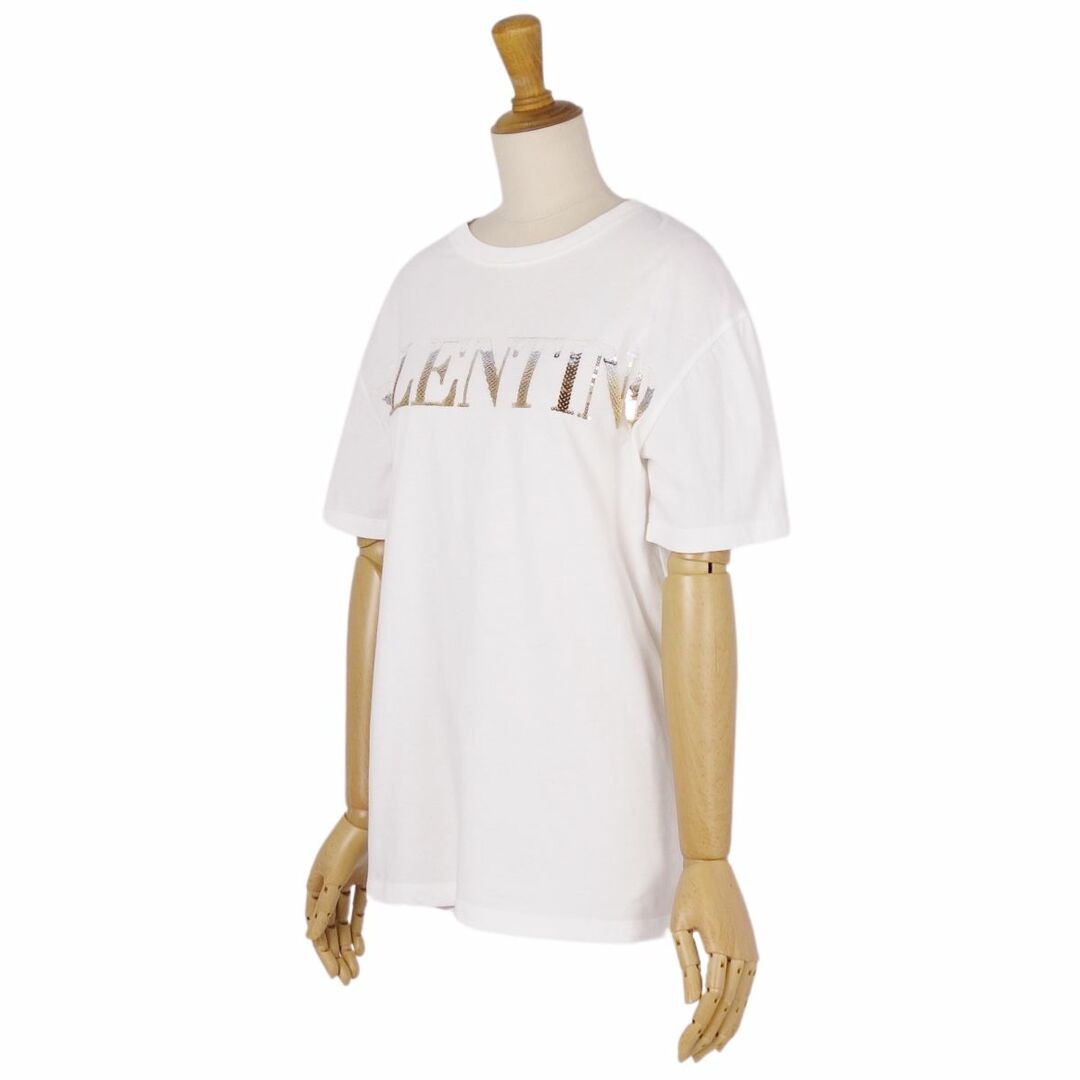 VALENTINO(ヴァレンティノ)の美品 ヴァレンティノ VALENTINO Tシャツ カットソー 半袖 ショートスリーブ ロゴ スパンコール トップス レディース XXS ホワイト レディースのトップス(Tシャツ(半袖/袖なし))の商品写真