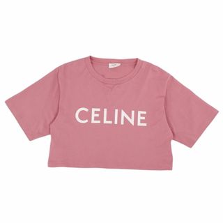 セリーヌ(celine)の美品 セリーヌ CELINE Tシャツ カットソー 半袖 ショートスリーブ クロップド ロゴ トップス レディース XS ピンク(Tシャツ(半袖/袖なし))