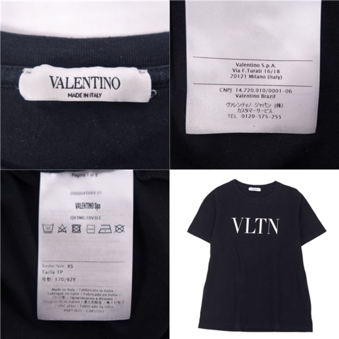 VALENTINO(ヴァレンティノ)の美品 ヴァレンティノ VALENTINO Tシャツ カットソー 半袖 ショートスリーブ VLTN ロゴ トップス レディース XS ブラック レディースのトップス(Tシャツ(半袖/袖なし))の商品写真