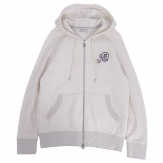 モンクレール(MONCLER)の美品 モンクレール MONCLER スウェット パーカー ジップアップ ロゴワッペン アウター メンズ S アイボリー(パーカー)