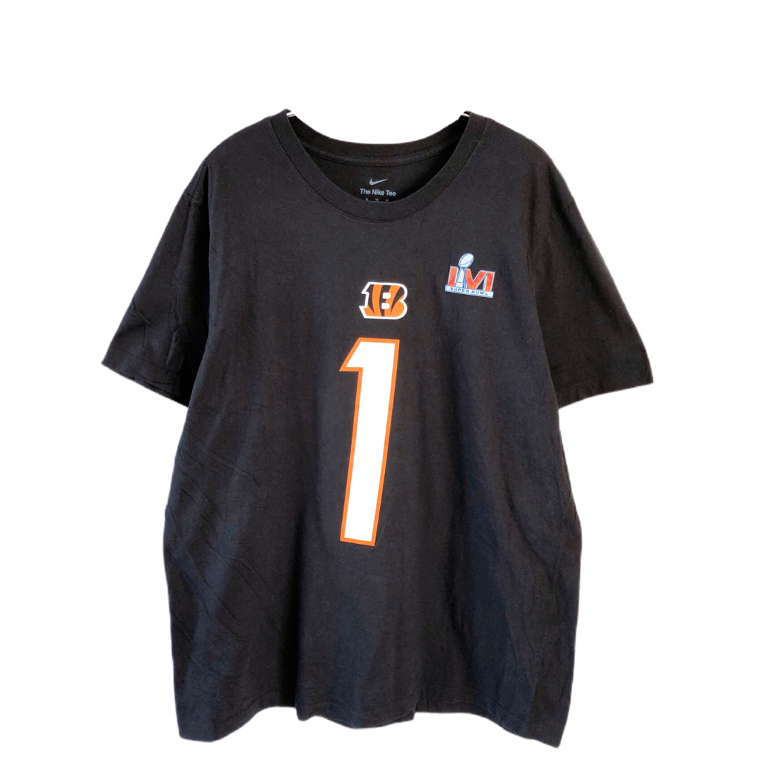 NIKE(ナイキ)のNFL　シンシナティ・ベンガルズ　チェイス　1　Tシャツ　L　黒　USA古着 メンズのトップス(Tシャツ/カットソー(半袖/袖なし))の商品写真