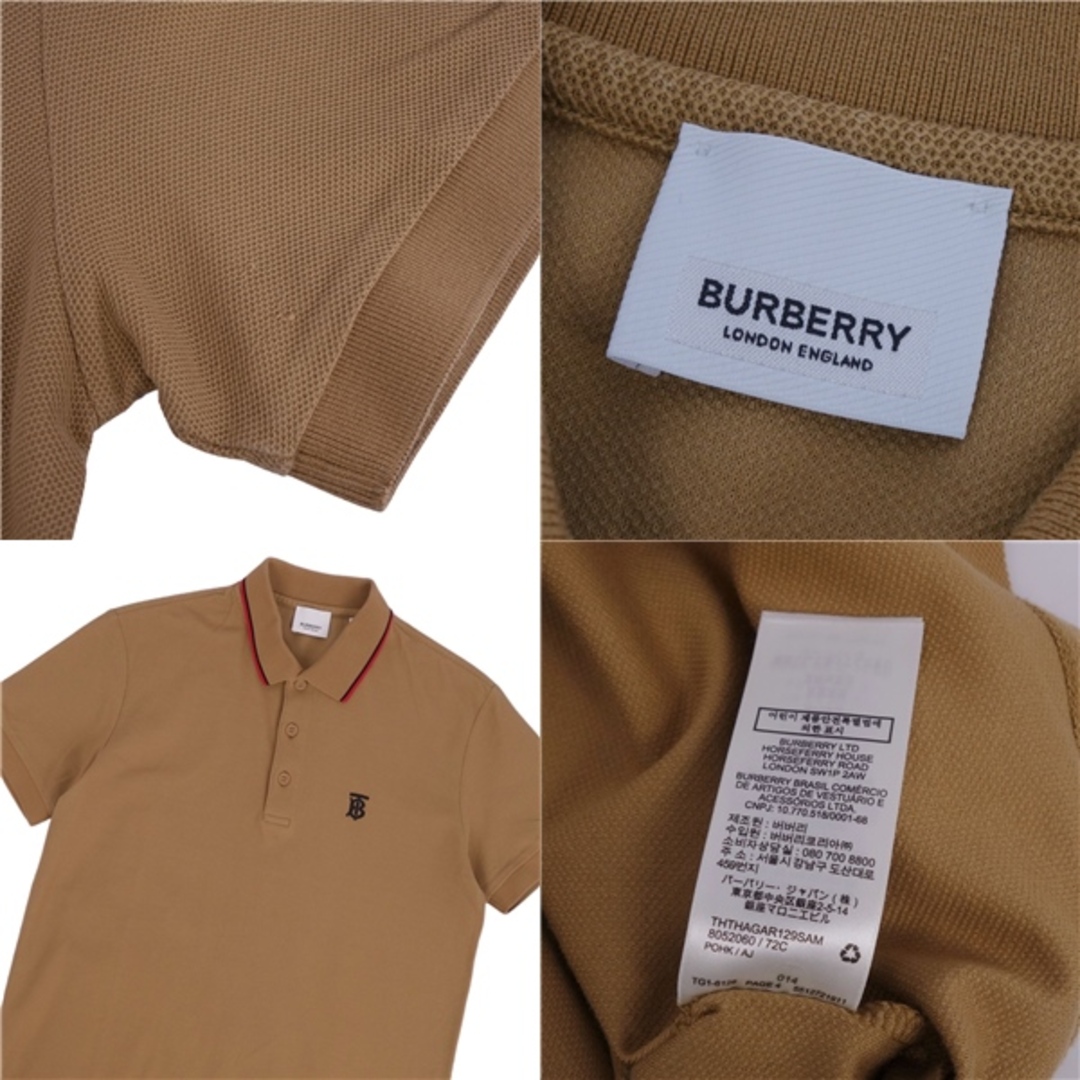 BURBERRY(バーバリー)のバーバリー BURBERRY シャツ ポロシャツ 半袖 ショートスリーブ TB刺繍 鹿の子 トップス メンズ S ブラウン メンズのトップス(ポロシャツ)の商品写真