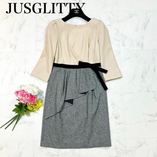 ジャスグリッティー(JUSGLITTY)のJUSGLITTY ジャスグリッティー ウール混 リボン ドッキングワンピース(その他)