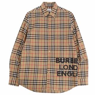 バーバリー(BURBERRY)の美品 バーバリー BURBERRY シャツ ロングスリーブ 長袖 ノバチェック柄 ロゴ トップス メンズ XS ブラウン(シャツ)