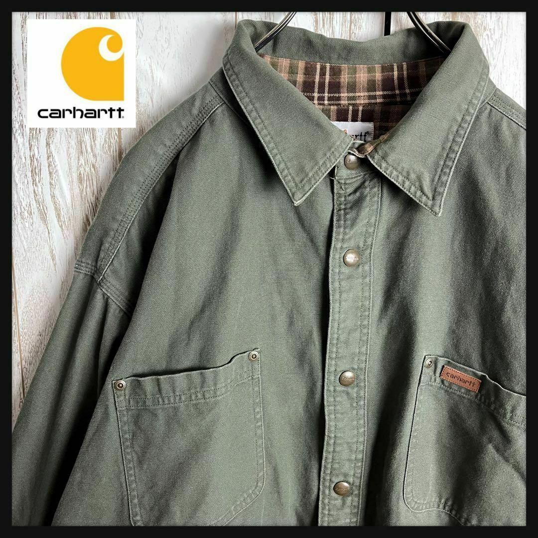 carhartt(カーハート)の【人気カラー】カーハート☆ワッペンロゴ付きワークジャケット　ゆるだぼ2XL 希少 メンズのジャケット/アウター(ブルゾン)の商品写真