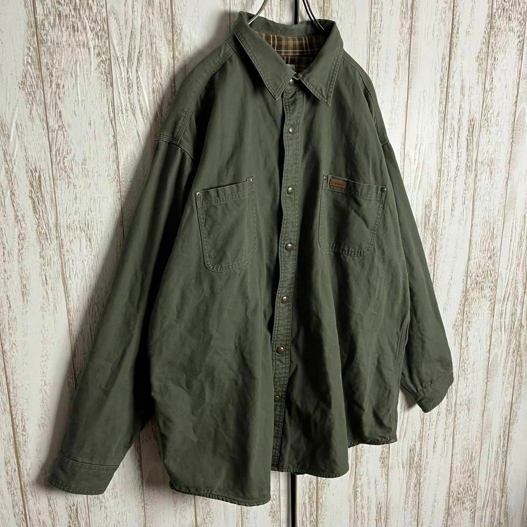 carhartt(カーハート)の【人気カラー】カーハート☆ワッペンロゴ付きワークジャケット　ゆるだぼ2XL 希少 メンズのジャケット/アウター(ブルゾン)の商品写真