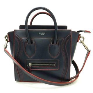 <br>CELINE セリーヌ/ラゲージナノショッパー/ネイビー×レッド/168243/S-G******/ブランドバック/Aランク/88【中古】(その他)