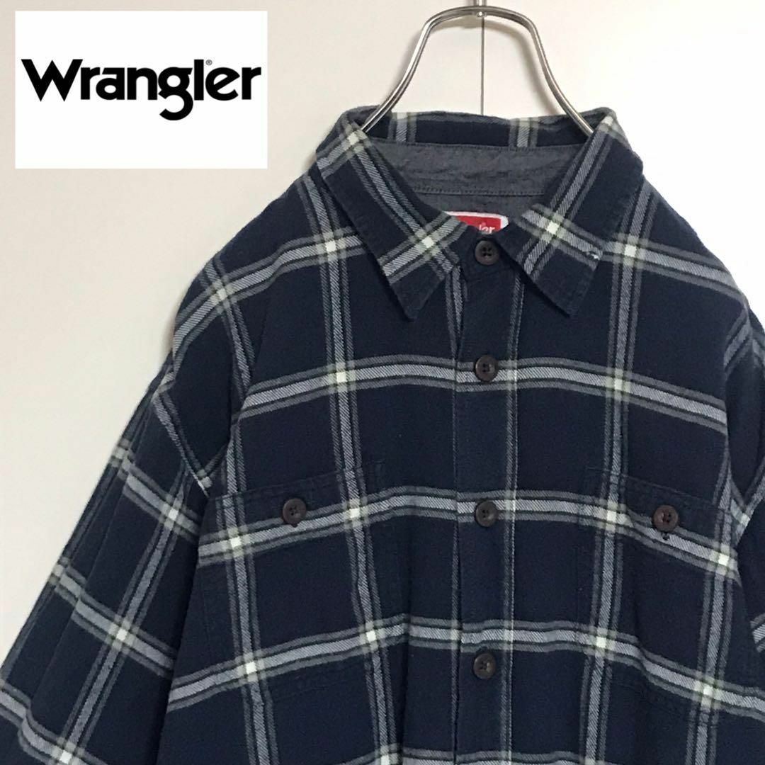 Wrangler(ラングラー)の【人気L】ラングラー　チェックネルシャツ　ブルー系　人気定番　H700 メンズのトップス(シャツ)の商品写真