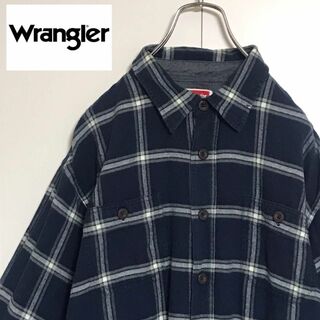 ラングラー(Wrangler)の【人気L】ラングラー　チェックネルシャツ　ブルー系　人気定番　H700(シャツ)