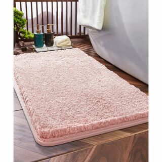 【色: ピンク】バスマット 可愛い 洗える 玄関マット 40×60.2cm エン(ラグ)
