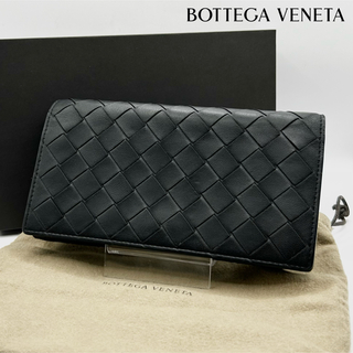 ボッテガヴェネタ(Bottega Veneta)の美品 BOTTEGA VENETA 長財布 イントレチャート ラムレザー 黒(財布)