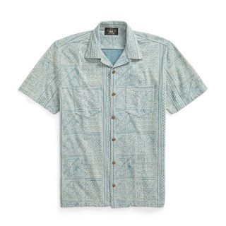 ダブルアールエル(RRL)の新品*RRL*プリント インディゴ ジャージー キャンプ シャツ *S(シャツ)