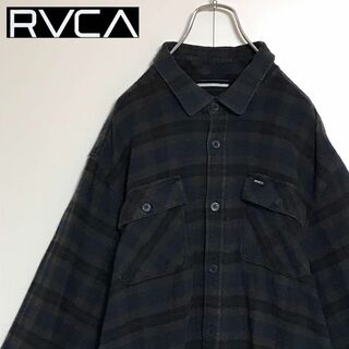 ルーカ(RVCA)の【ビッグサイズ】ルーカ　ロゴ入りネルシャツ　長袖　人気定番　H703(シャツ)