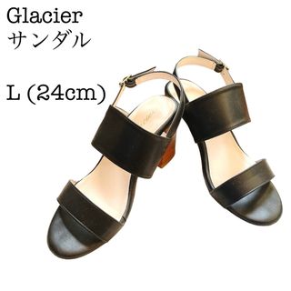 グラシア(GLACIER)のGlacier ヒールサンダル ヒール太め 安定感 ブラック 黒色 ベルト 中古(サンダル)