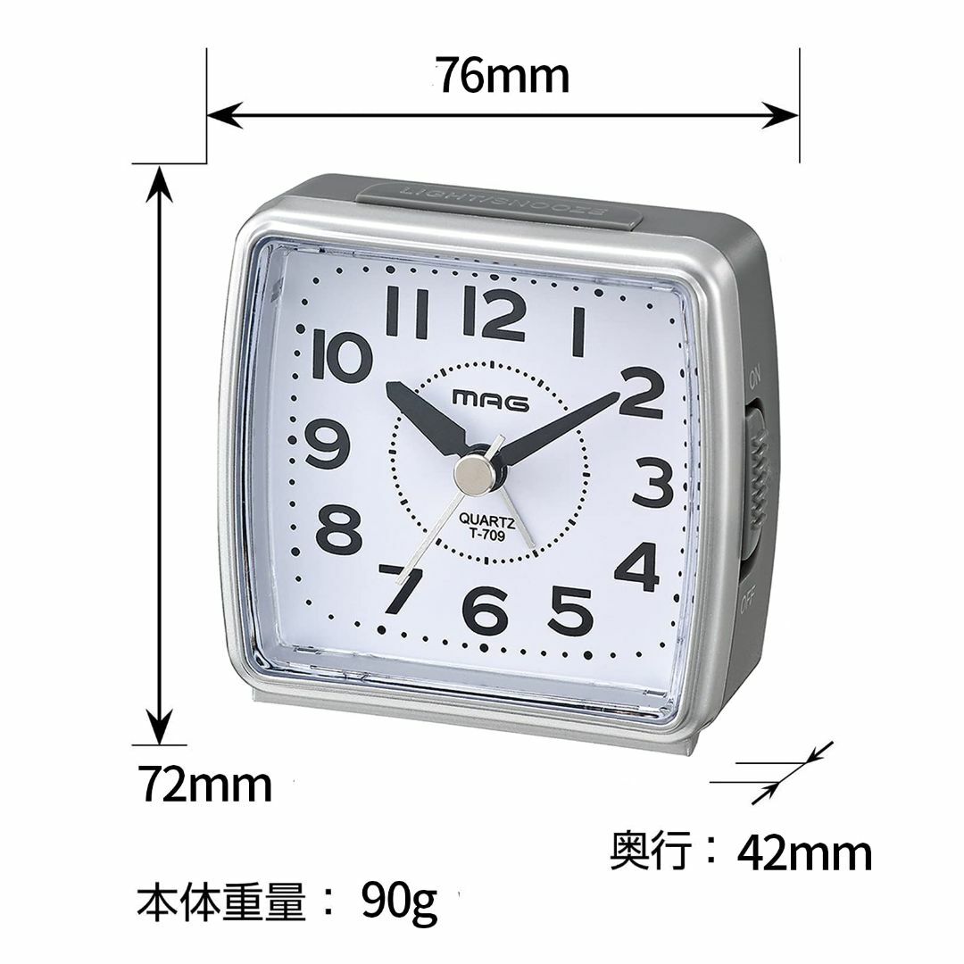 MAG(マグ) 目覚まし時計 アナログ 小時郎 小型 静音 連続秒針 スヌーズ機 インテリア/住まい/日用品のインテリア小物(置時計)の商品写真