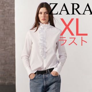 ザラ(ZARA)のZARA ZW COLLECTION フリル　ポプリンシャツ　フリルブラウス(シャツ/ブラウス(長袖/七分))