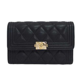 CHANEL  シャネル/ボーイシャネル/三つ折り財布/ブラック/301*****/ABランク/04【中古】(財布)