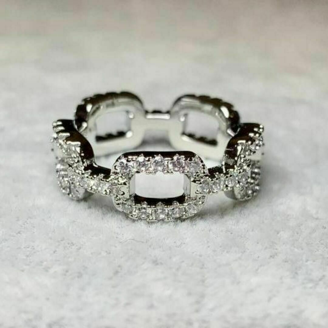 548 シルバー リング s925 czダイヤモンド アンカーチェーン ジルコン レディースのアクセサリー(リング(指輪))の商品写真