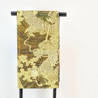 【新品・仕立て上がり】正絹 袋帯 フォーマル 龍 金 ゴールド ub38(着物)
