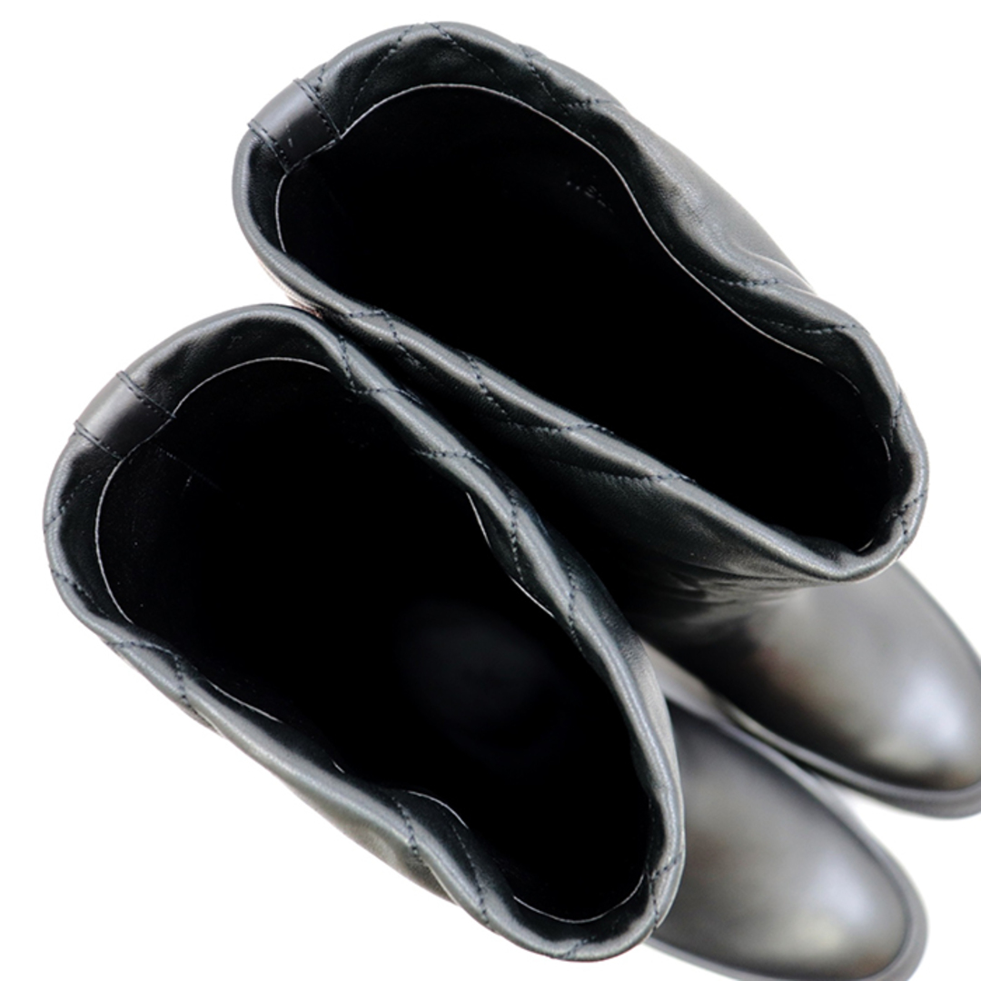未使用 エルメス FUJI フジ Hロゴ キルティング ミドル ブーツ レディース サイズ36.5 黒 ブラック HERMES