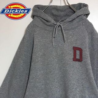 ディッキーズ(Dickies)の【美品】ディッキーズ　袖ロゴワッペン付きパーカー　裏パイル　グレー　H689(パーカー)