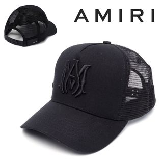 アミリ(AMIRI)のAMIRI アミリ コットンキャンバス トラッカーキャップ メッシュ ブラック(キャップ)