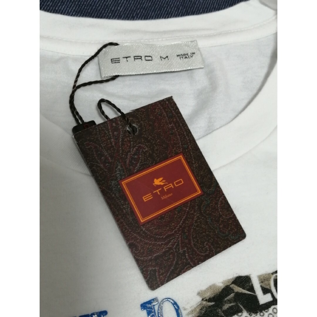 ETRO(エトロ)の★新品・メンズ★【ETRO　エトロ】半袖 Tシャツ　白　プリント　丸首　М メンズのトップス(Tシャツ/カットソー(半袖/袖なし))の商品写真