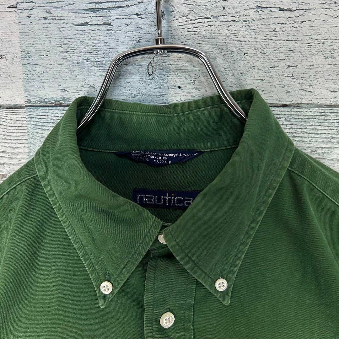 NAUTICA(ノーティカ)のノーティカ 刺繍ロゴ 胸ポケット 90s ボタンダウン 半袖シャツ グリーン L メンズのトップス(シャツ)の商品写真