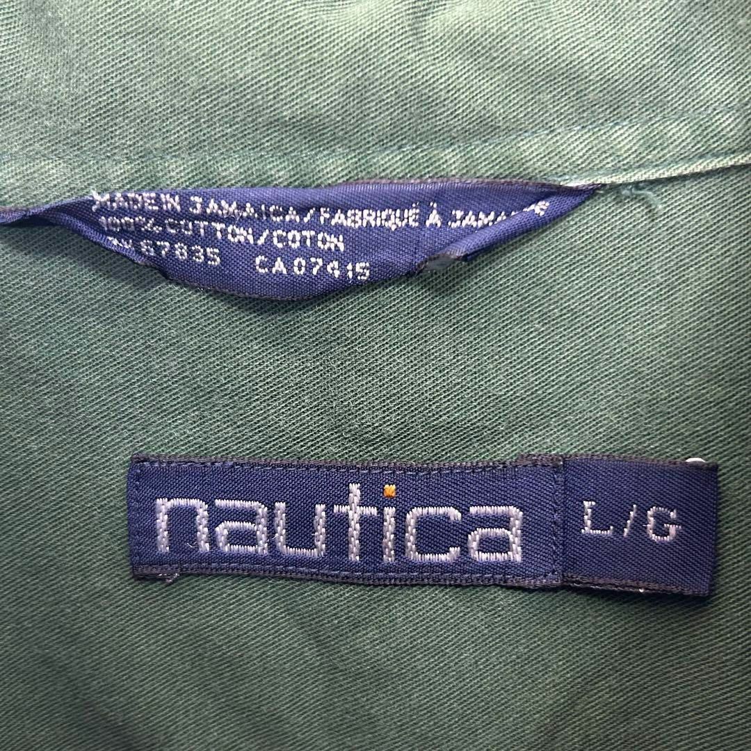 NAUTICA(ノーティカ)のノーティカ 刺繍ロゴ 胸ポケット 90s ボタンダウン 半袖シャツ グリーン L メンズのトップス(シャツ)の商品写真