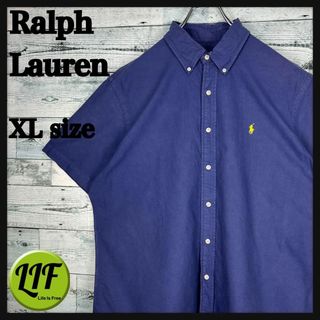 ラルフローレン(Ralph Lauren)のラルフローレン 刺繍ロゴ ボタンダウン 半袖シャツ パープル XL(シャツ)