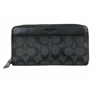 コーチ(COACH)のCOACH　コーチ　長財布　F58112　シグネチャー　ブラック　ロングウォレット　シンプル　メンズ　ギフト　プレゼント包装可【中古】松前R56号店(折り財布)