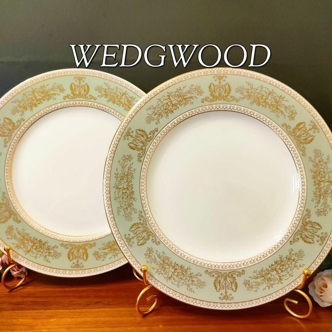 WEDGWOOD(ウェッジウッド)のウェッジウッド フロレンティーン ディナープレート セージグリーン 美品 黒壺 インテリア/住まい/日用品のキッチン/食器(食器)の商品写真