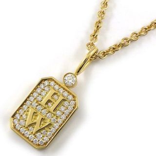 ハリーウィンストン(HARRY WINSTON)のハリーウィンストン HARRY WINSTON ネックレス HWロゴ CMDYRDPALOG/CHNSYCB018EXT18 スクエア プレート タグ 49ポイント ダイヤモンド 0.29ct K18YG 【箱・保付き】 【中古】(ネックレス)