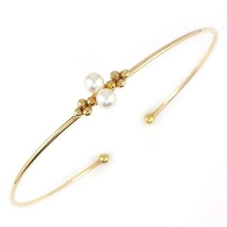 ミキモト(MIKIMOTO)のミキモト MIKIMOTO バングル ゴールドビーズ 2ポイント パール 3.9mm珠 K18YG 【中古】(ブレスレット/バングル)