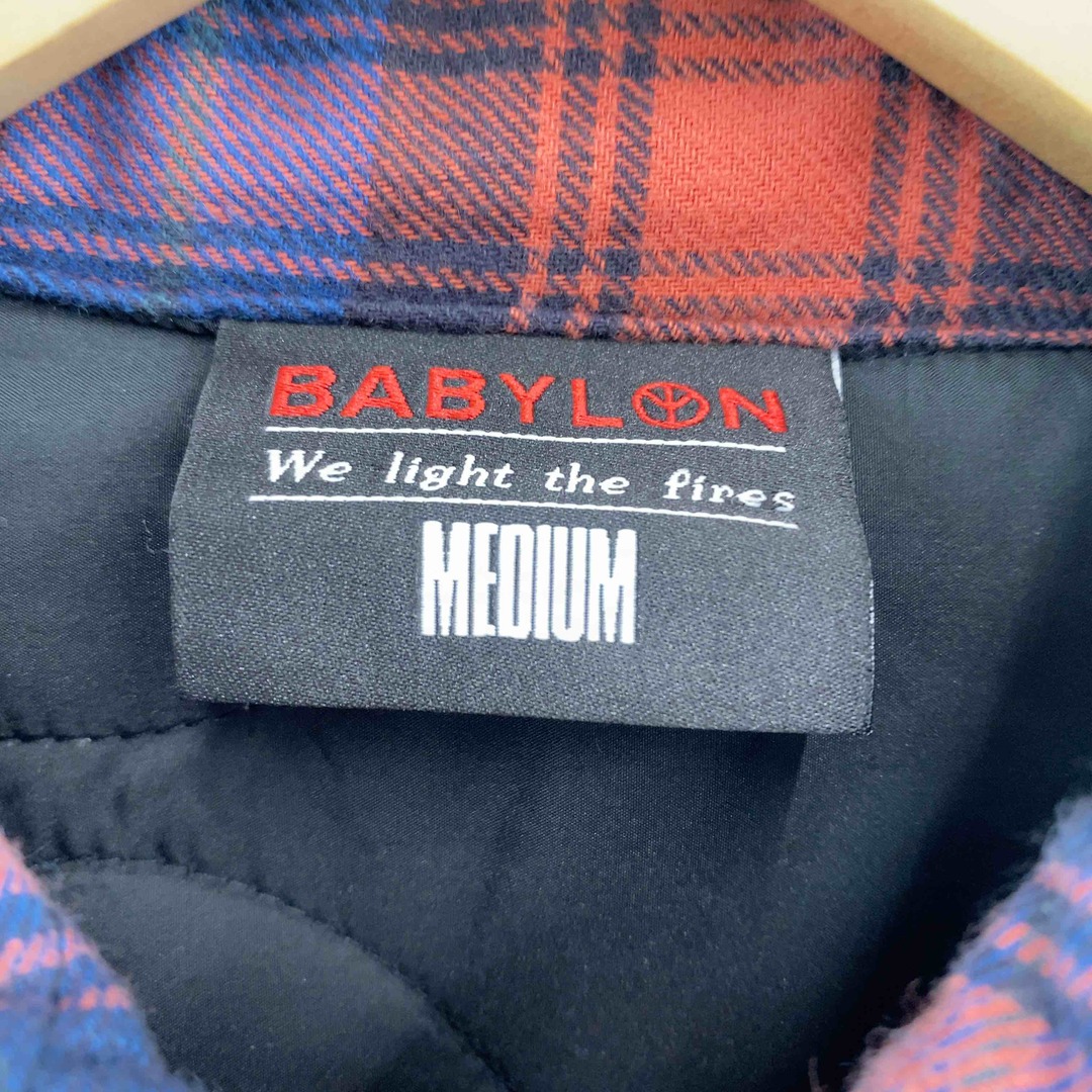 BABYLONE(バビロン)のBABYLONE バビロン メンズ シャツジャケット　ブルゾン　チェック　裏地　オレンジ　青 メンズのジャケット/アウター(ブルゾン)の商品写真