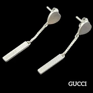 グッチ(Gucci)の【美品】GUCCI ピアス 両耳用 Ag925 ハート チェーン バー(ピアス)